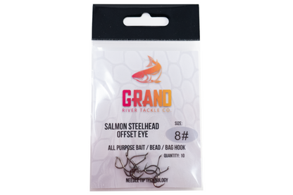 Salmon Steelhead All Purpose Bait / Bead / Bag Hook Offset Eye